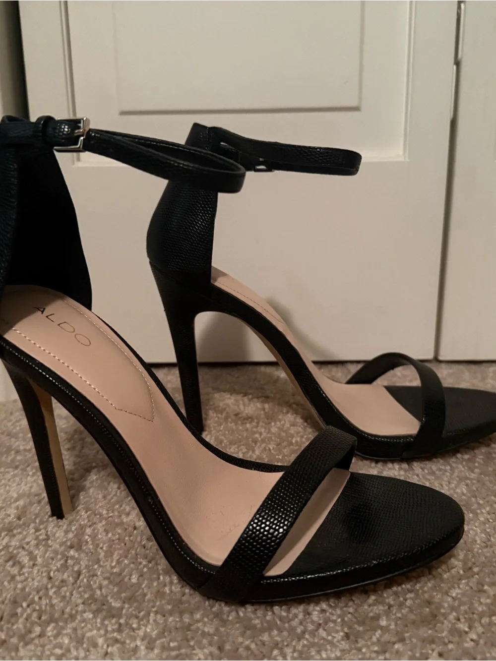 ALDO Black Open-Toe Ankle-Strap Heels
